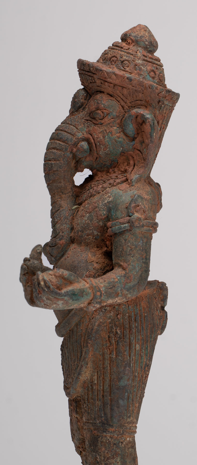 Ganesha Statue - Antique Thai Style Bronze Standing Ganesh Statue - 18.5cm/7"
