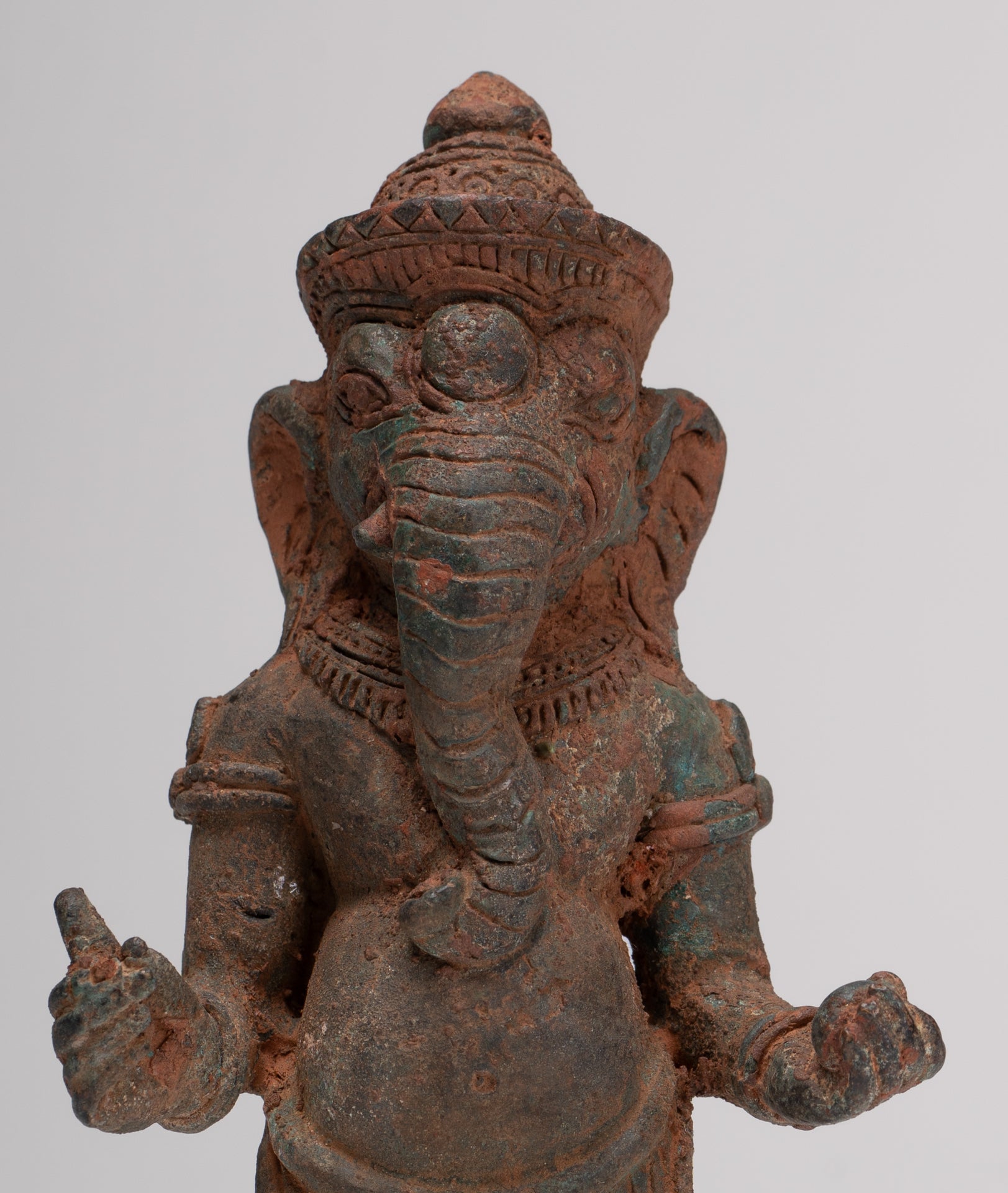 Ganesha Statue - Antique Thai Style Bronze Standing Ganesh Statue - 18.5cm/7"