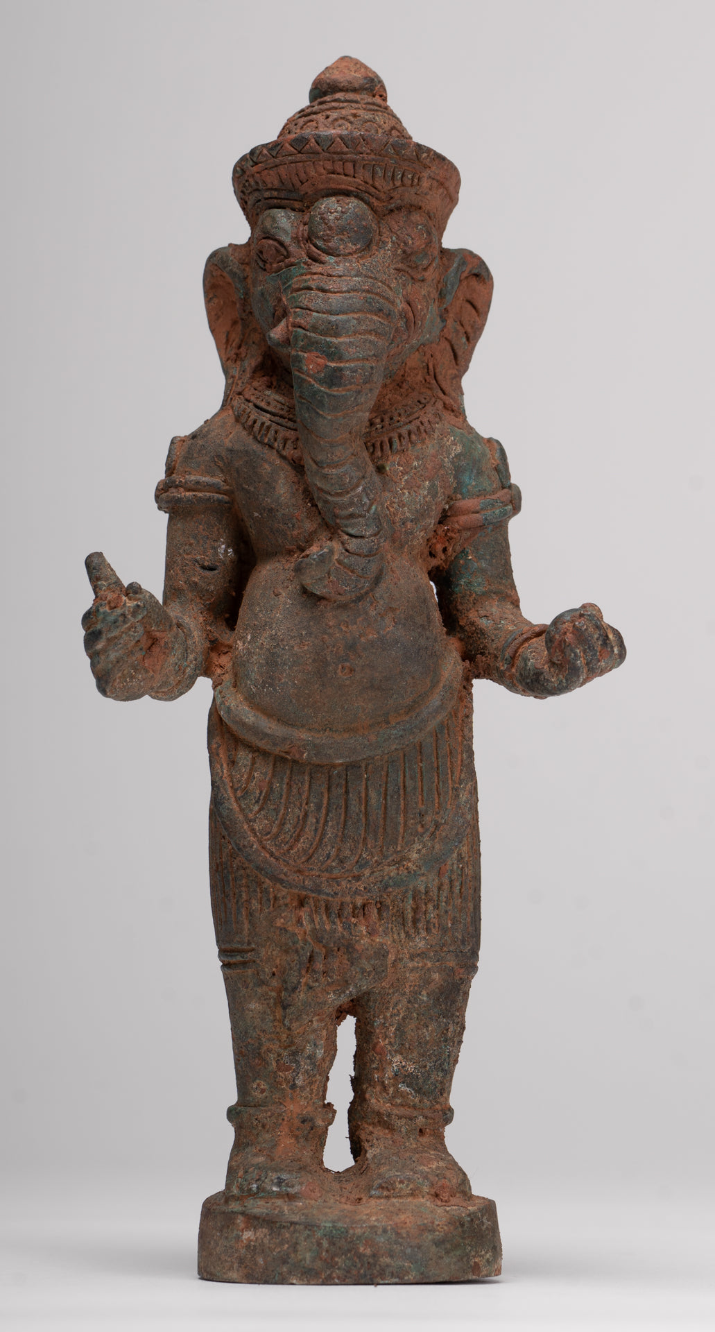 Ganesha Statue - Antique Thai Style Bronze Standing Ganesh Statue - 18.5cm/7"