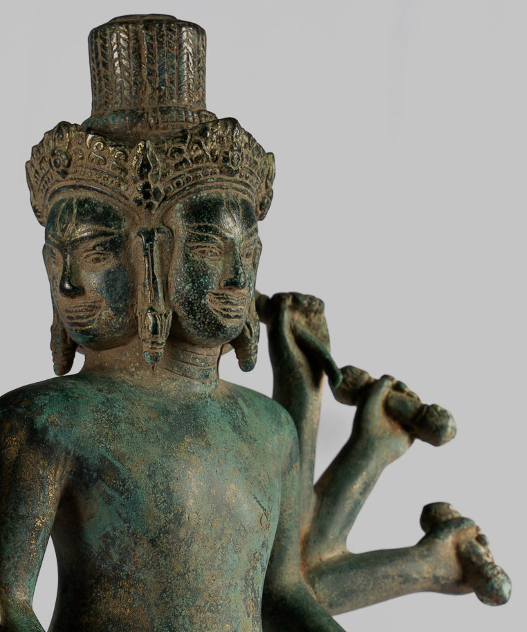 Statua Brahma - Antique Khmer Style Koh Ker in piedi Bronzo Brahma - Creazione di Dio indù - 50 cm/20 "