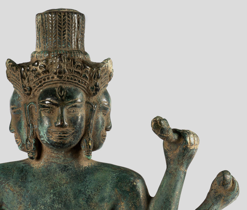 Statua Brahma - Antique Khmer Style Koh Ker in piedi Bronzo Brahma - Creazione di Dio indù - 50 cm/20 "