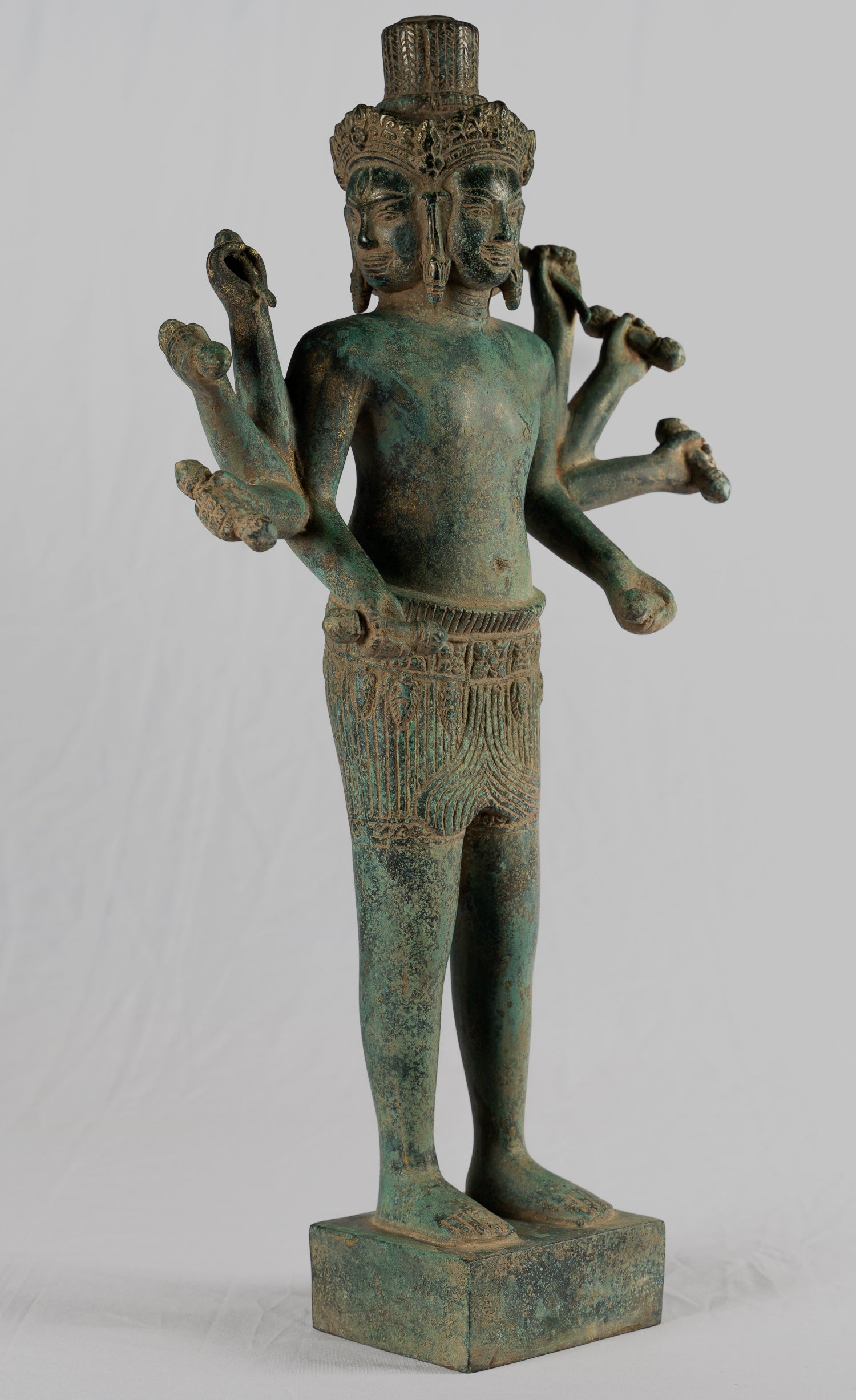 Statua Brahma - Antique Khmer Style Koh Ker in piedi Bronzo Brahma - Creazione di Dio indù - 50 cm/20 "
