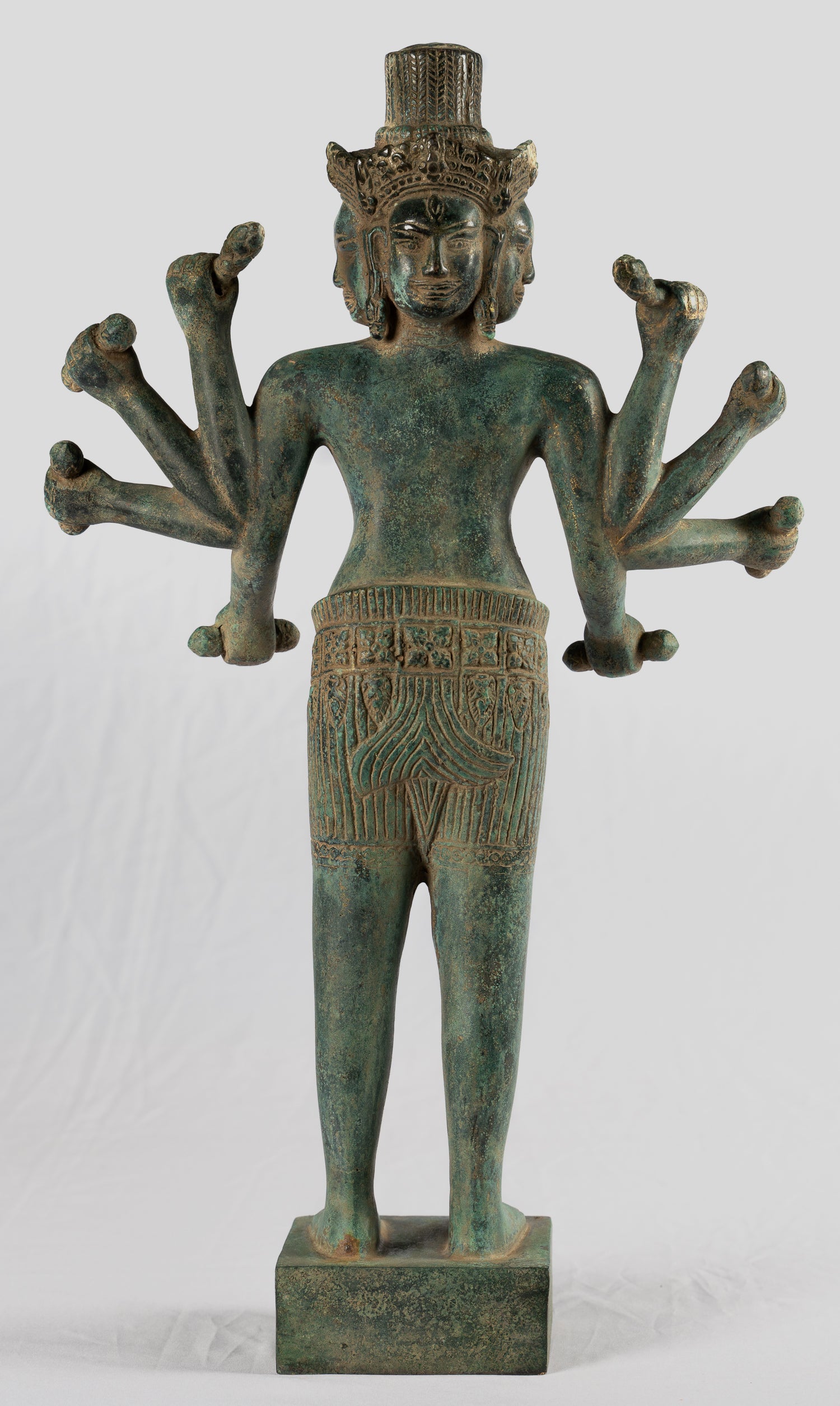 Statua Brahma - Antique Khmer Style Koh Ker in piedi Bronzo Brahma - Creazione di Dio indù - 50 cm/20 "