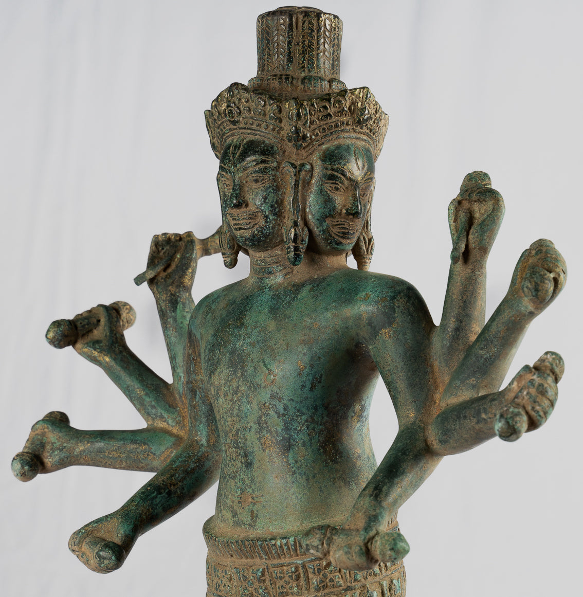 Statua Brahma - Antique Khmer Style Koh Ker in piedi Bronzo Brahma - Creazione di Dio indù - 50 cm/20 "