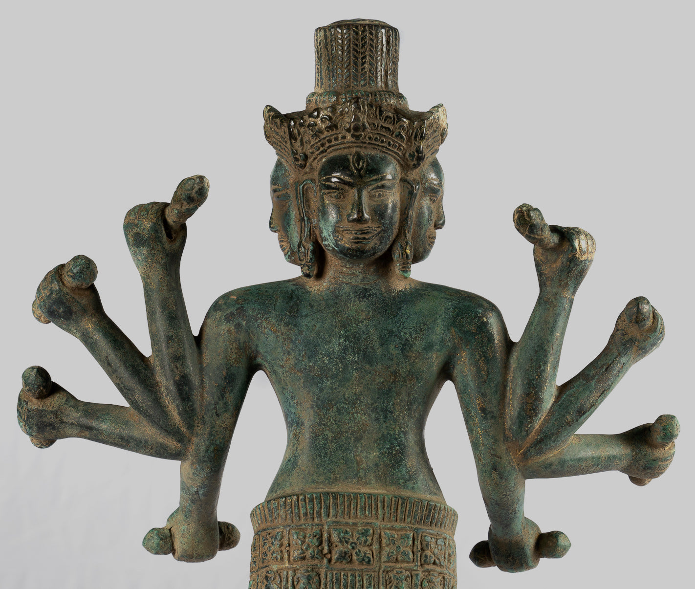 Statua Brahma - Antique Khmer Style Koh Ker in piedi Bronzo Brahma - Creazione di Dio indù - 50 cm/20 "