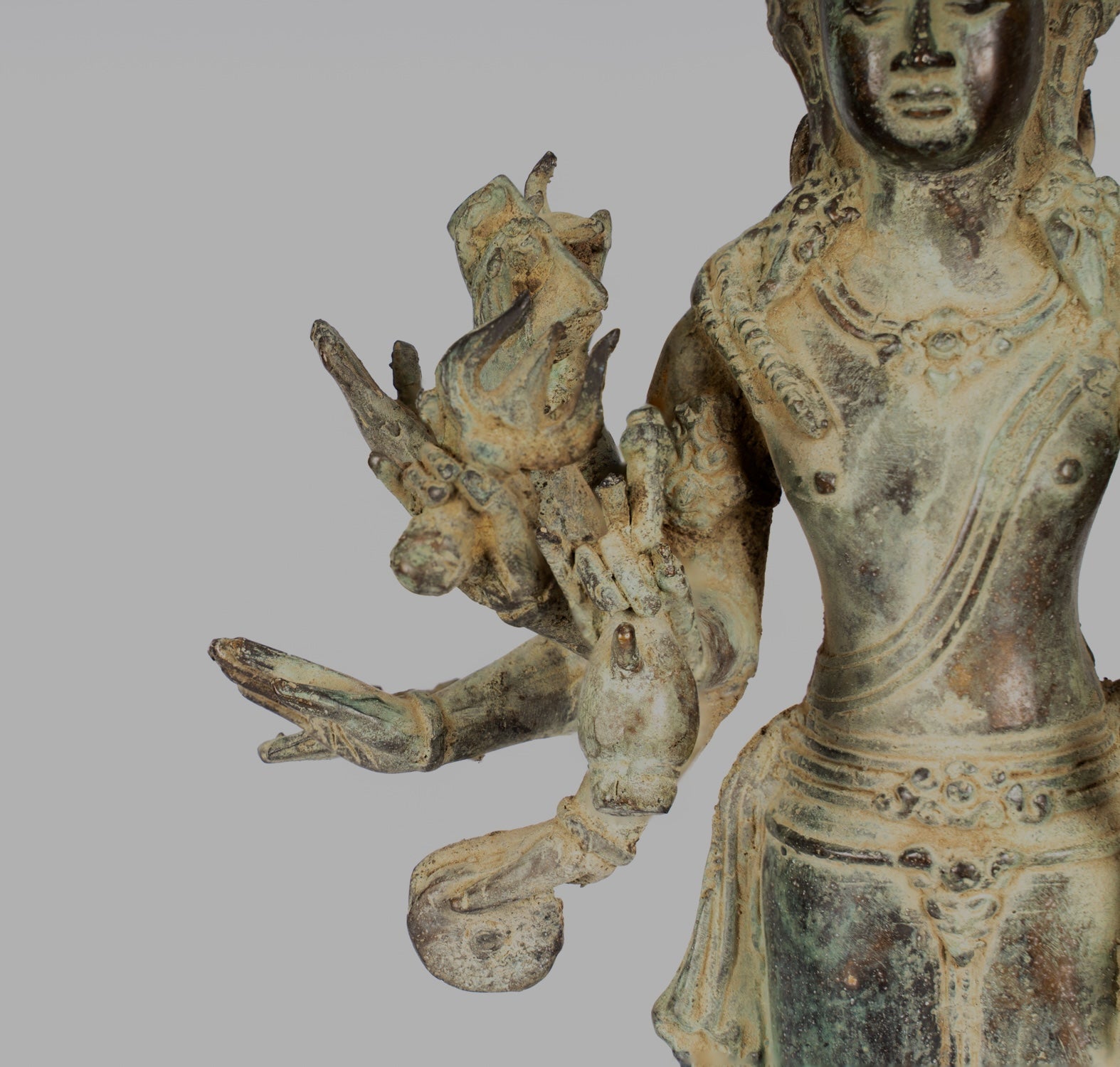 Estatua de Shiva - Estatua de shiva de 16 brazos de estilo indonesio antiguo de estilo indonesio - 32 cm/13 "