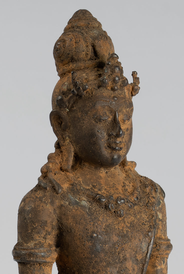 Vishnu-Antike Java Style Majapahit stehend Bronze Vishnu Statue-29cm/11 "