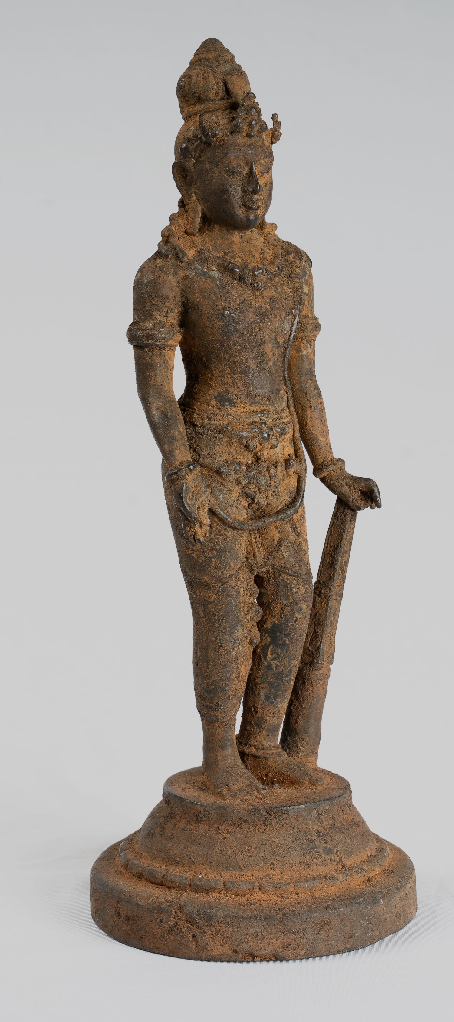 Vishnu-Antike Java Style Majapahit stehend Bronze Vishnu Statue-29cm/11 "