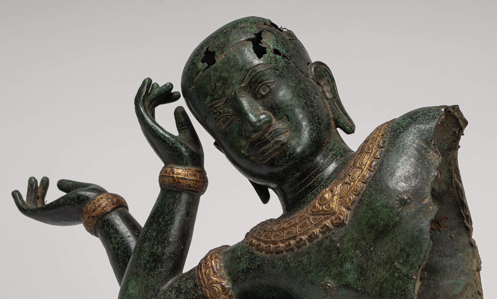 Antique Khmer Style Baphuon Reclining Bronze Vishnu Statue - 32cm/13"