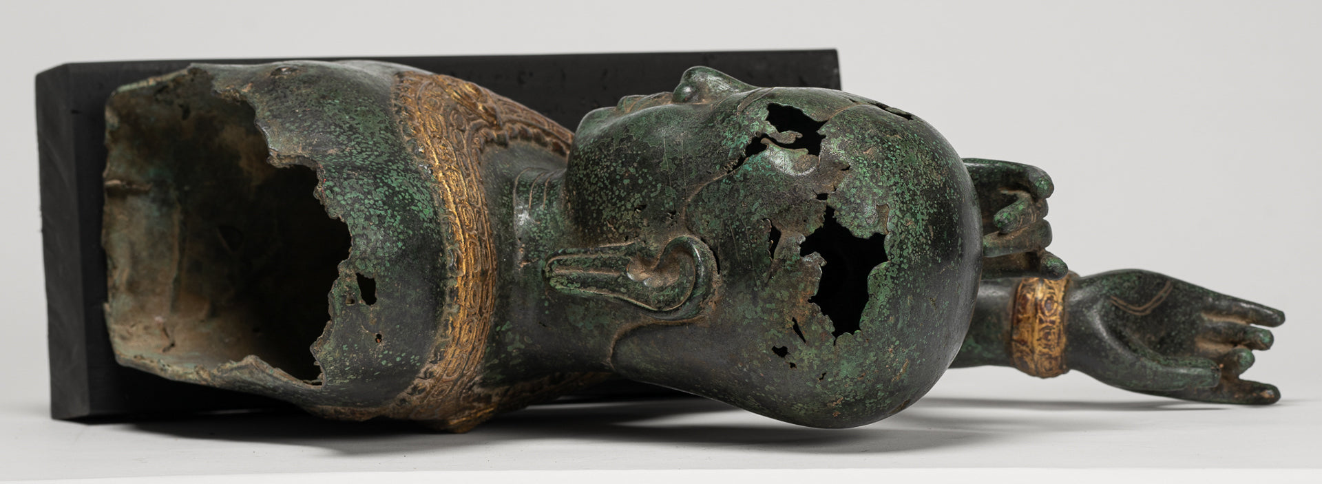 Antique Khmer Style Baphuon Reclining Bronze Vishnu Statue - 32cm/13"