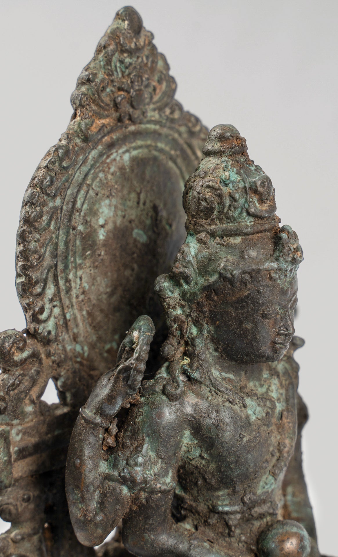 Shiva Statue - Antique Indonesian Style Bronze Javanese Seated 4-Arm Shiva Statue - 20cm/8"