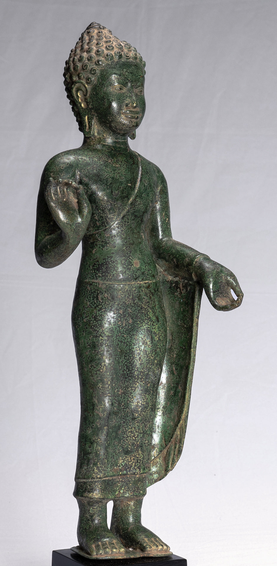 Buddha Statue - Antique Thai Style Dvaravati Bronze Standing Preaching Buddha Statue 55cm/22"