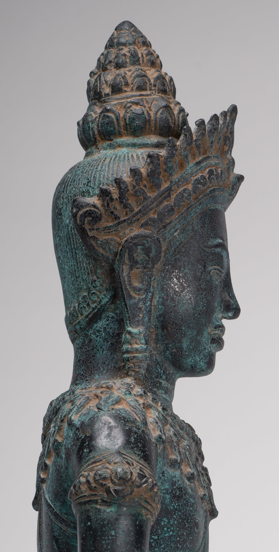 Buddha Statue - Antique Bayon Style Khmer Buddha Statue - Meditation Mudra - 43cm/17"