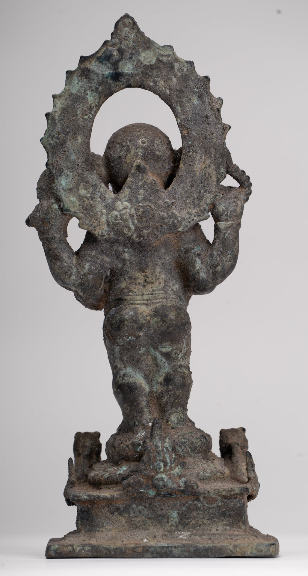 Ganesha Statue - Antique Vietnamese Style Bronze Standing Cham Four-Arm Ganesha Statue - 25cm/10"