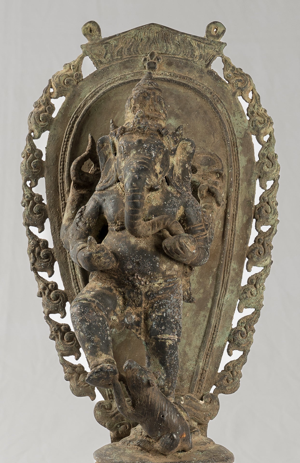 Ganesha Statue - Antique Javanese Style Bronze Dancing Indonesian Ganesha Statue - 42cm/17"