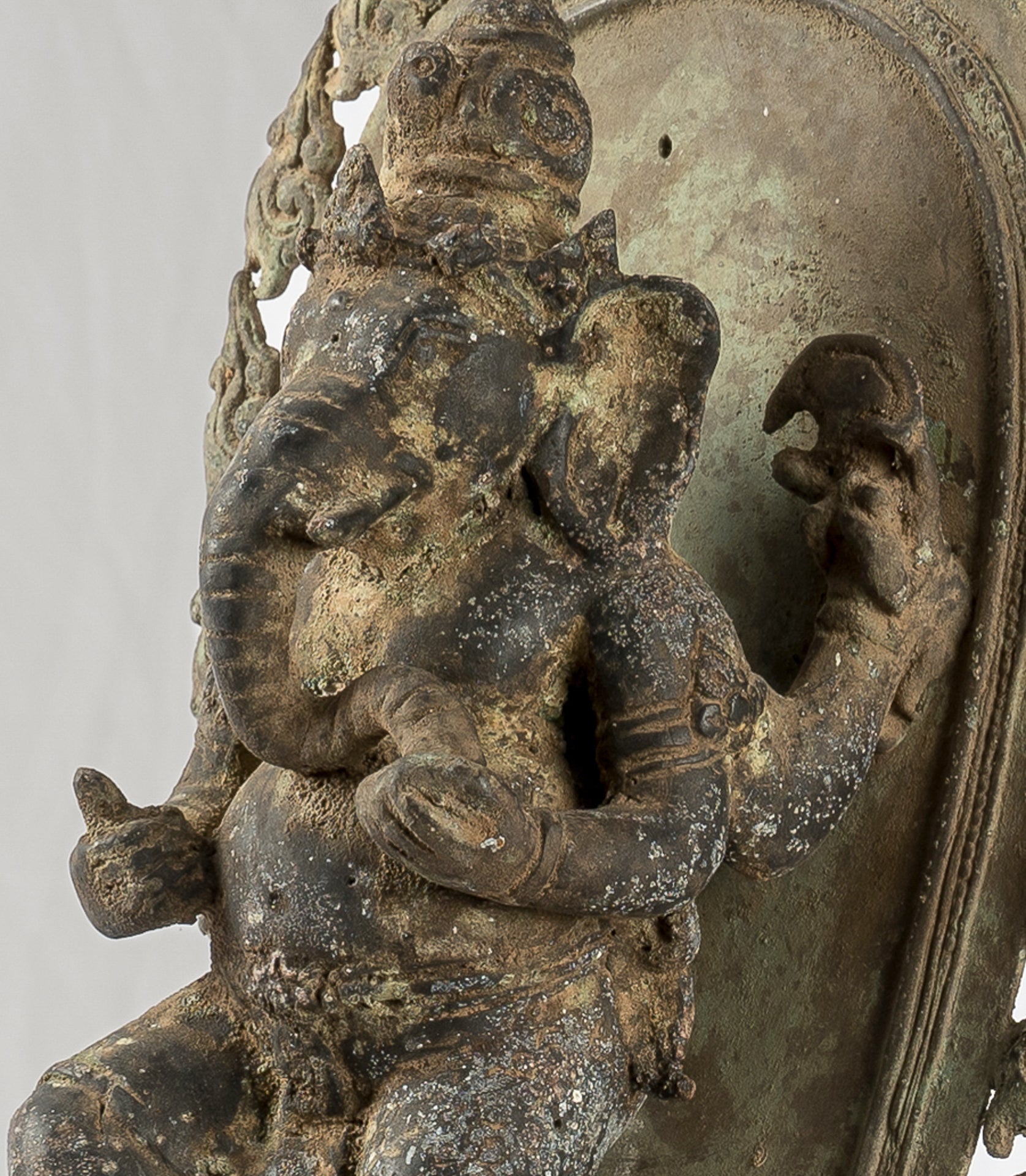 Ganesha Statue - Antique Javanese Style Bronze Dancing Indonesian Ganesha Statue - 42cm/17"