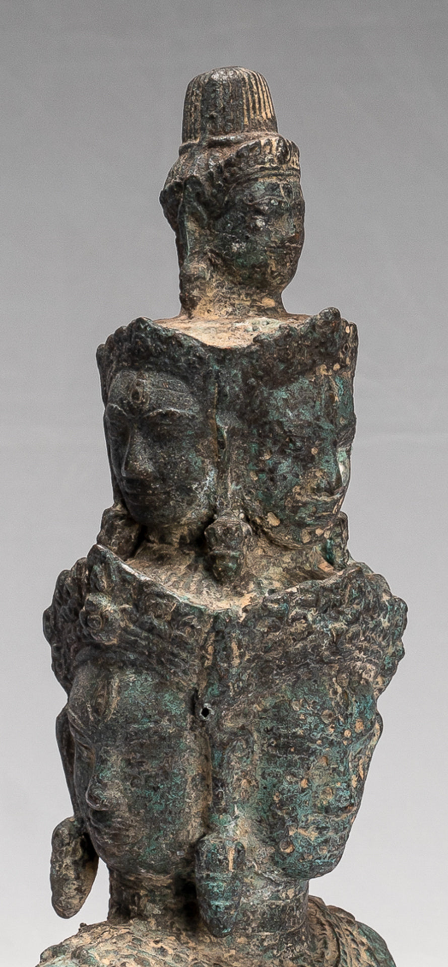 Bodhisattva - Antique Baphuon Style Mounted Bronze Hevajra Statue - 33cm/13" Tall