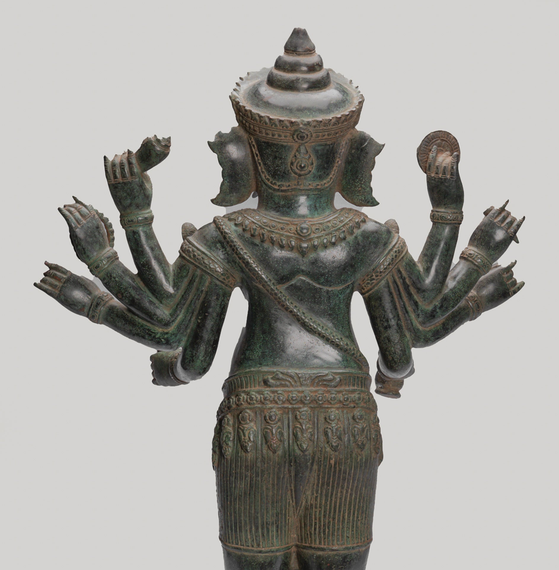 Antique Khmer Style Standing Bronze Bayon Ganesha Statue and Yoni - 86cm/34"
