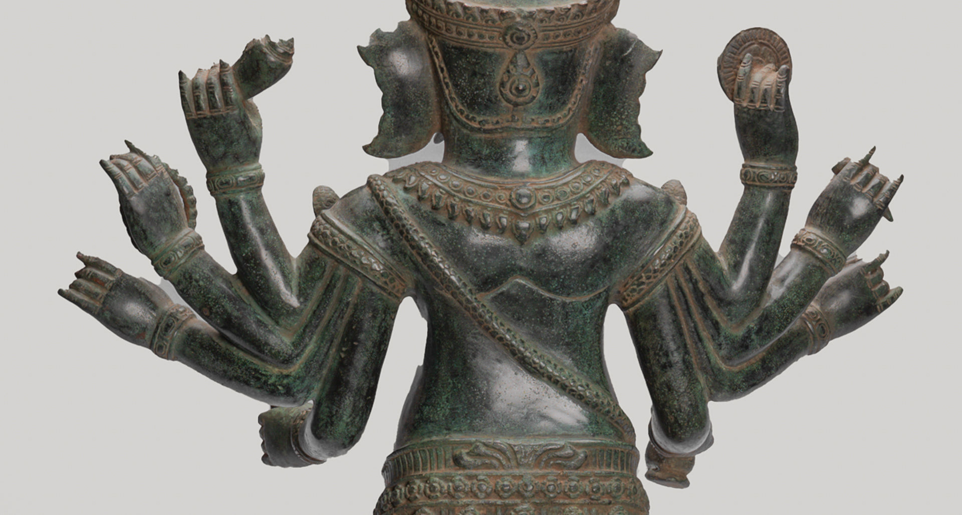 Antique Khmer Style Standing Bronze Bayon Ganesha Statue and Yoni - 86cm/34"