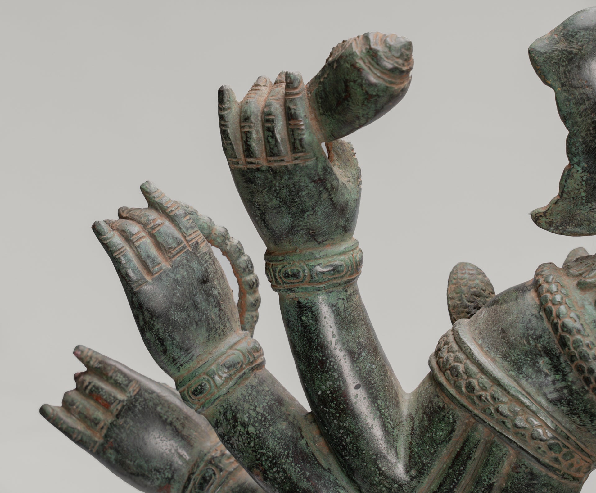 Antique Khmer Style Standing Bronze Bayon Ganesha Statue and Yoni - 86cm/34"