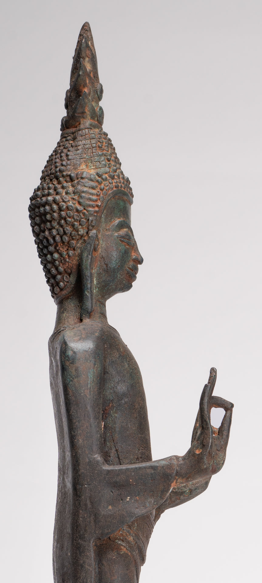 Buddha Statue - Antique Laos Style Standing Buddha Statue in Dharmachakra Teaching Mudra - 50cm/20"