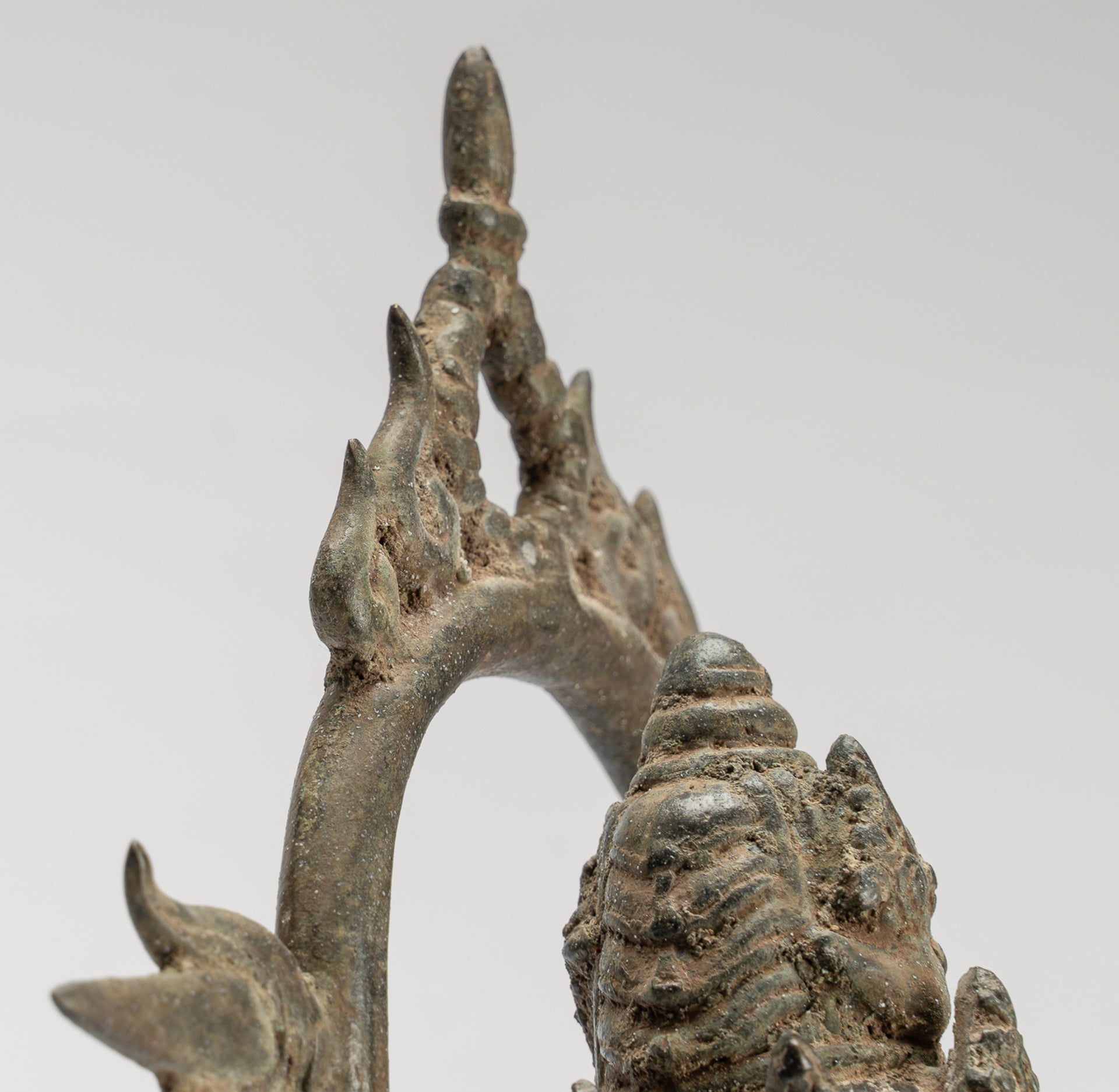Shiva Statue - Antique Indonesian Style Bronze Javanese Standing 6-Arm Shiva Statue - 36cm/14"