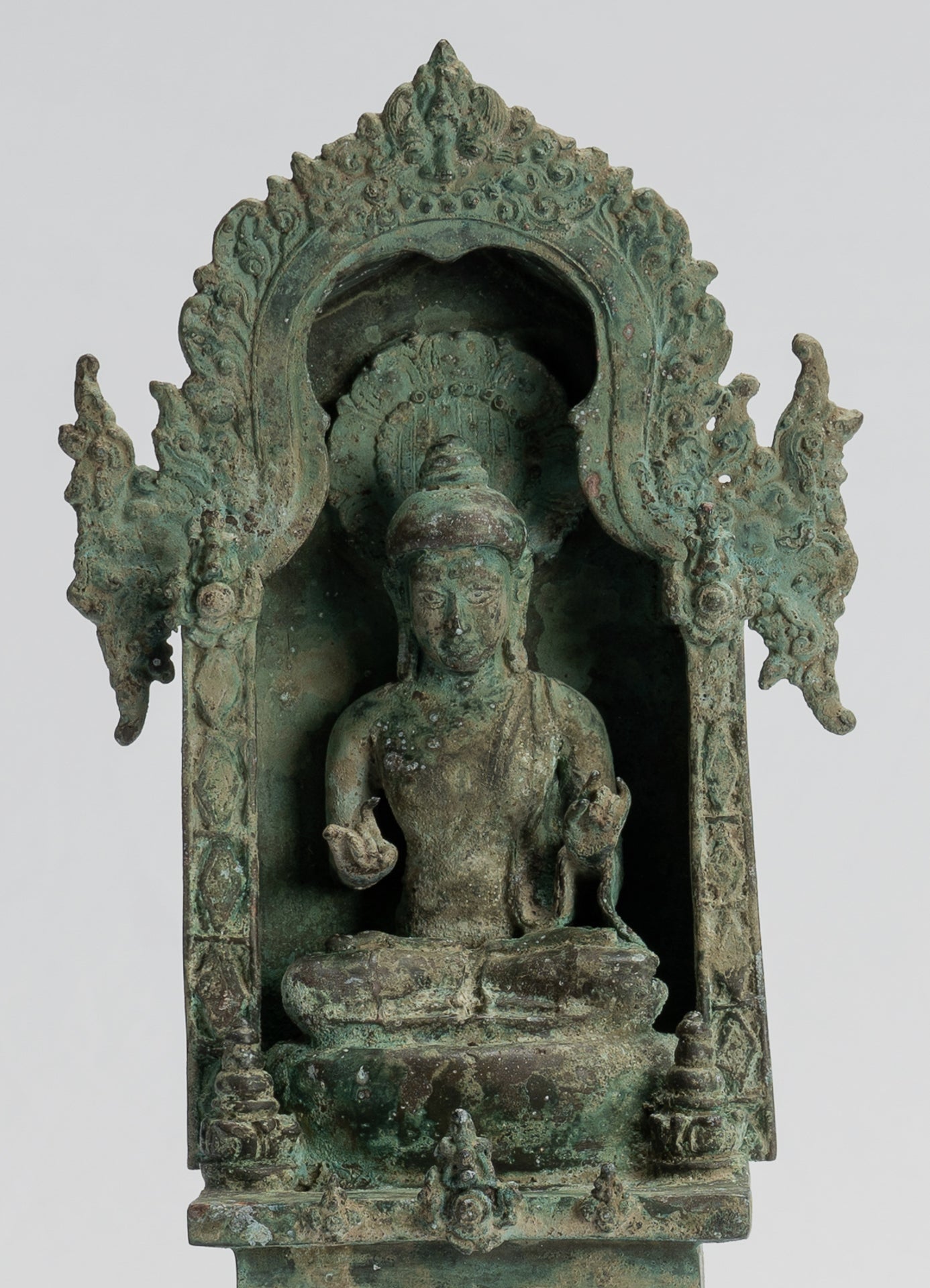 Buddha Statue - Antique Indonesian Style Bronze Seated Javanese Teaching Buddha Statue -26cm/10"