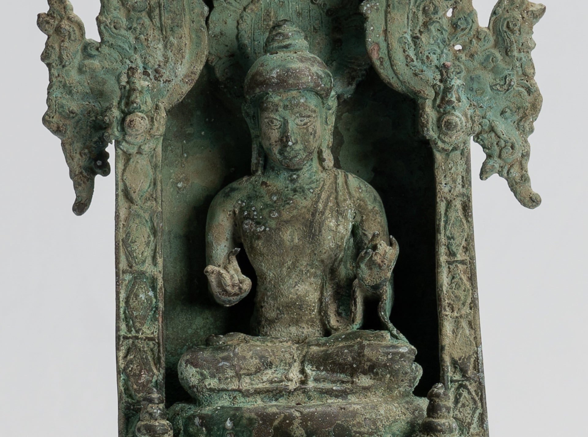 Buddha Statue - Antique Indonesian Style Bronze Seated Javanese Teaching Buddha Statue -26cm/10"