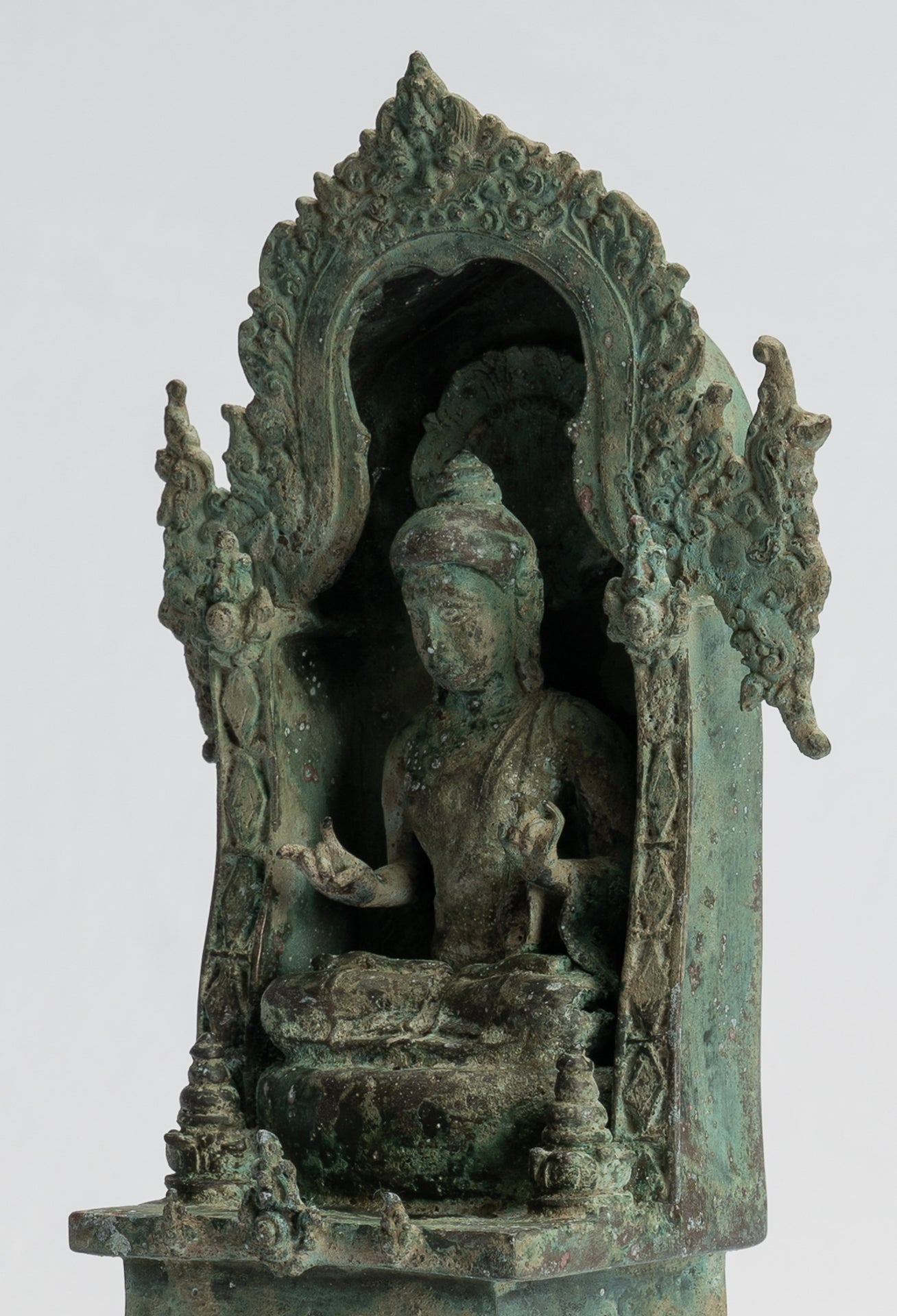 Buddha Statue - Antique Indonesian Style Bronze Seated Javanese Teaching Buddha Statue -26cm/10"