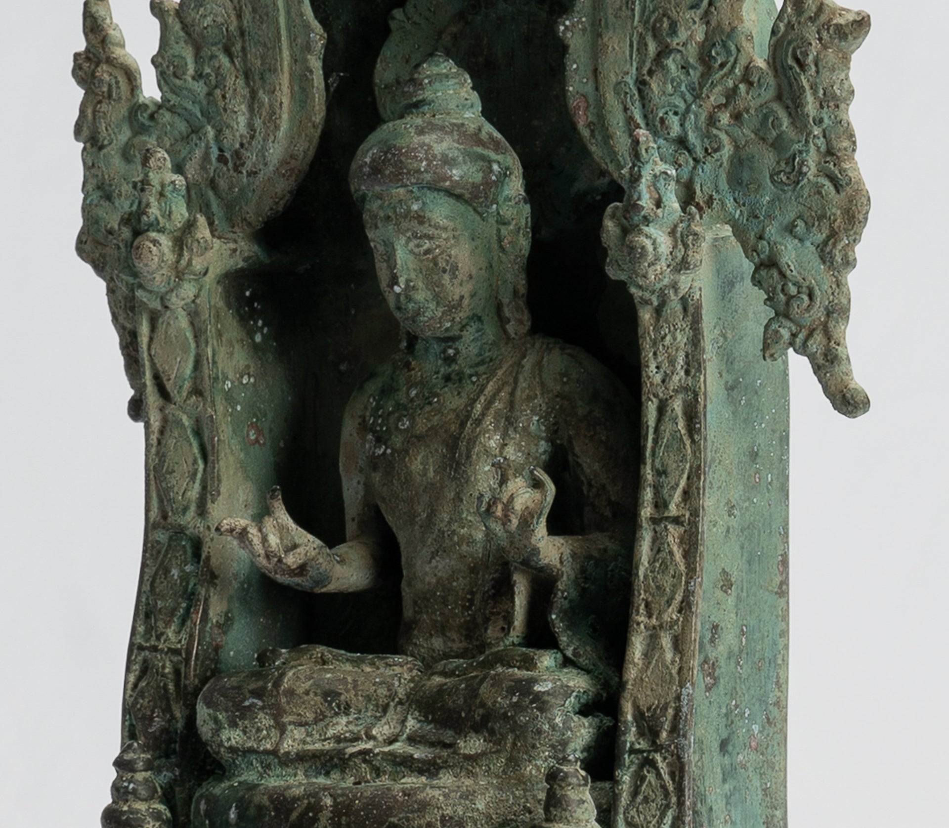 Buddha Statue - Antique Indonesian Style Bronze Seated Javanese Teaching Buddha Statue -26cm/10"