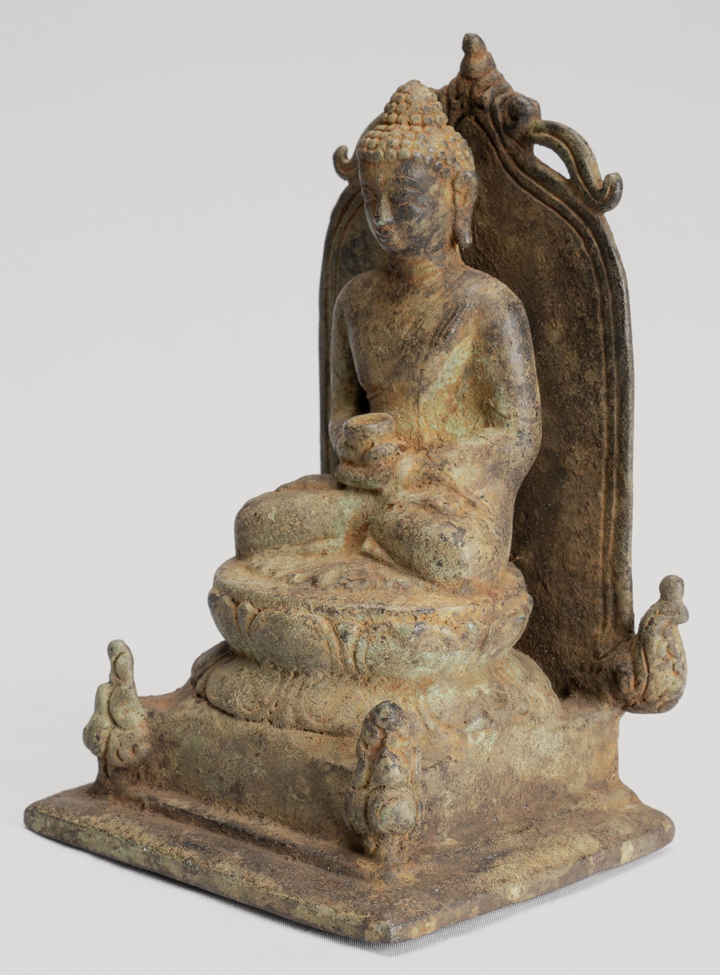 Buddha Statue - Antique Indonesian Style Bronze Seated Javanese Amitabha Buddha Statue - 16cm/6"