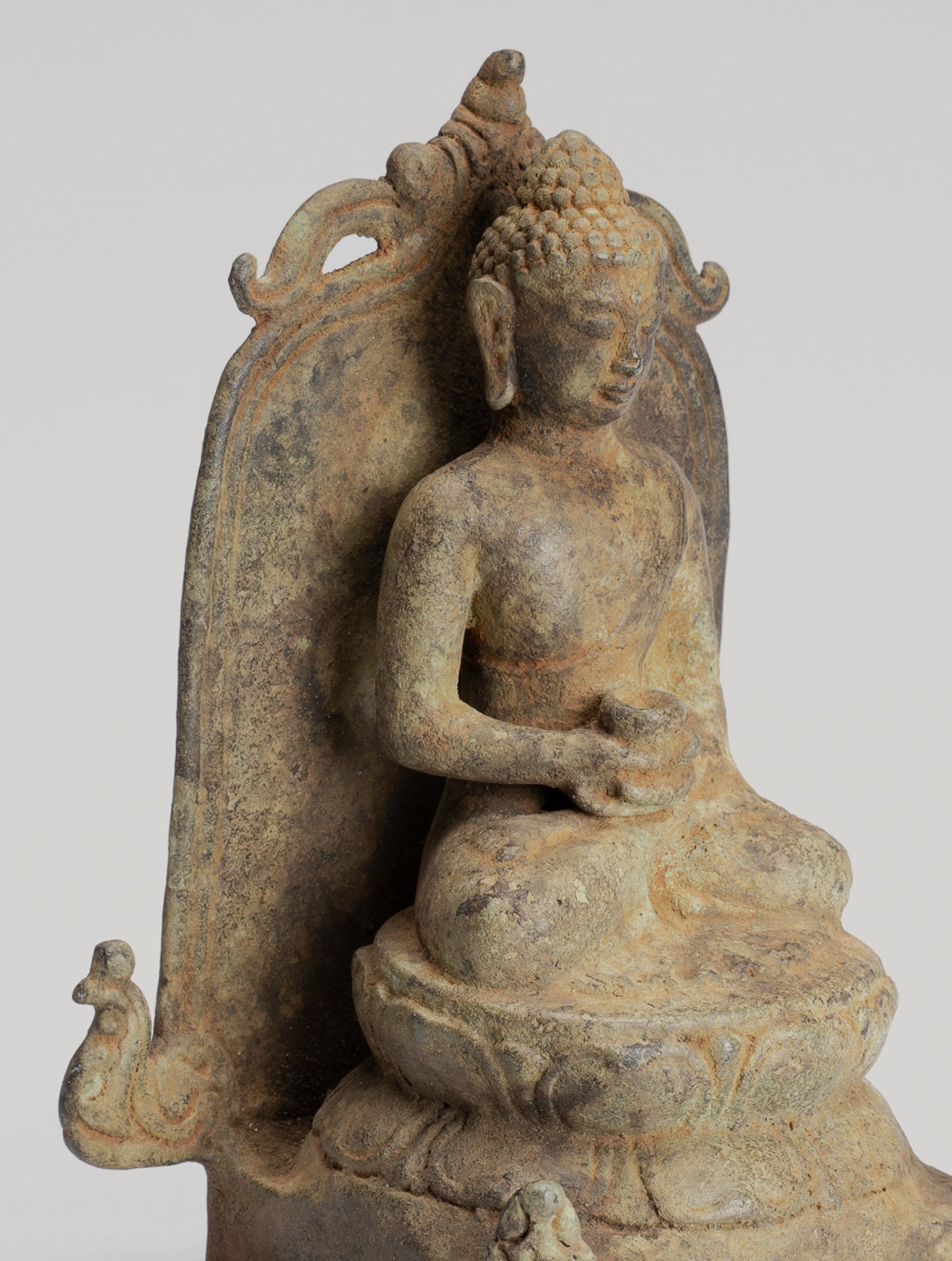 Buddha Statue - Antique Indonesian Style Bronze Seated Javanese Amitabha Buddha Statue - 16cm/6"