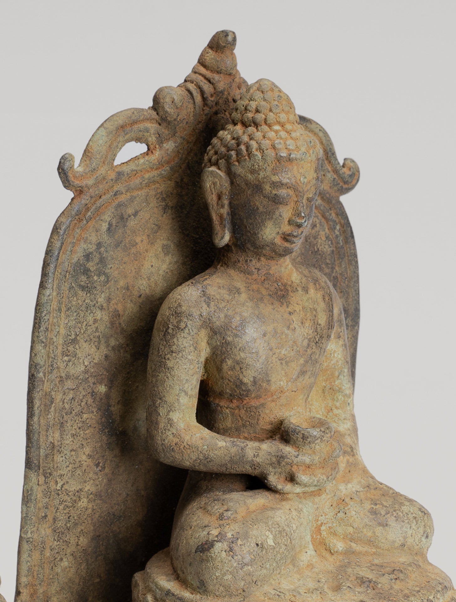 Buddha Statue - Antique Indonesian Style Bronze Seated Javanese Amitabha Buddha Statue - 16cm/6"
