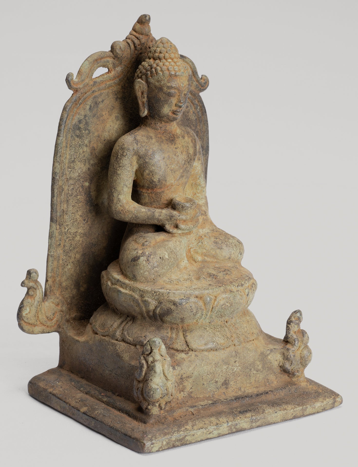 Buddha Statue - Antique Indonesian Style Bronze Seated Javanese Amitabha Buddha Statue - 16cm/6"