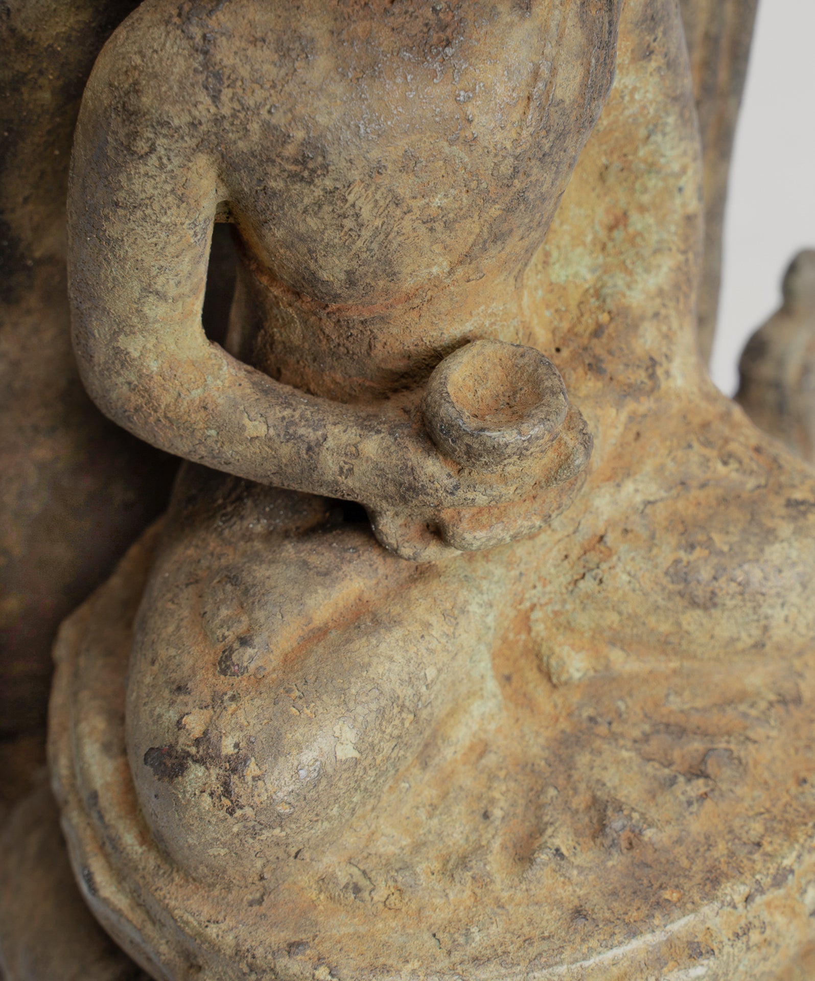 Buddha Statue - Antique Indonesian Style Bronze Seated Javanese Amitabha Buddha Statue - 16cm/6"