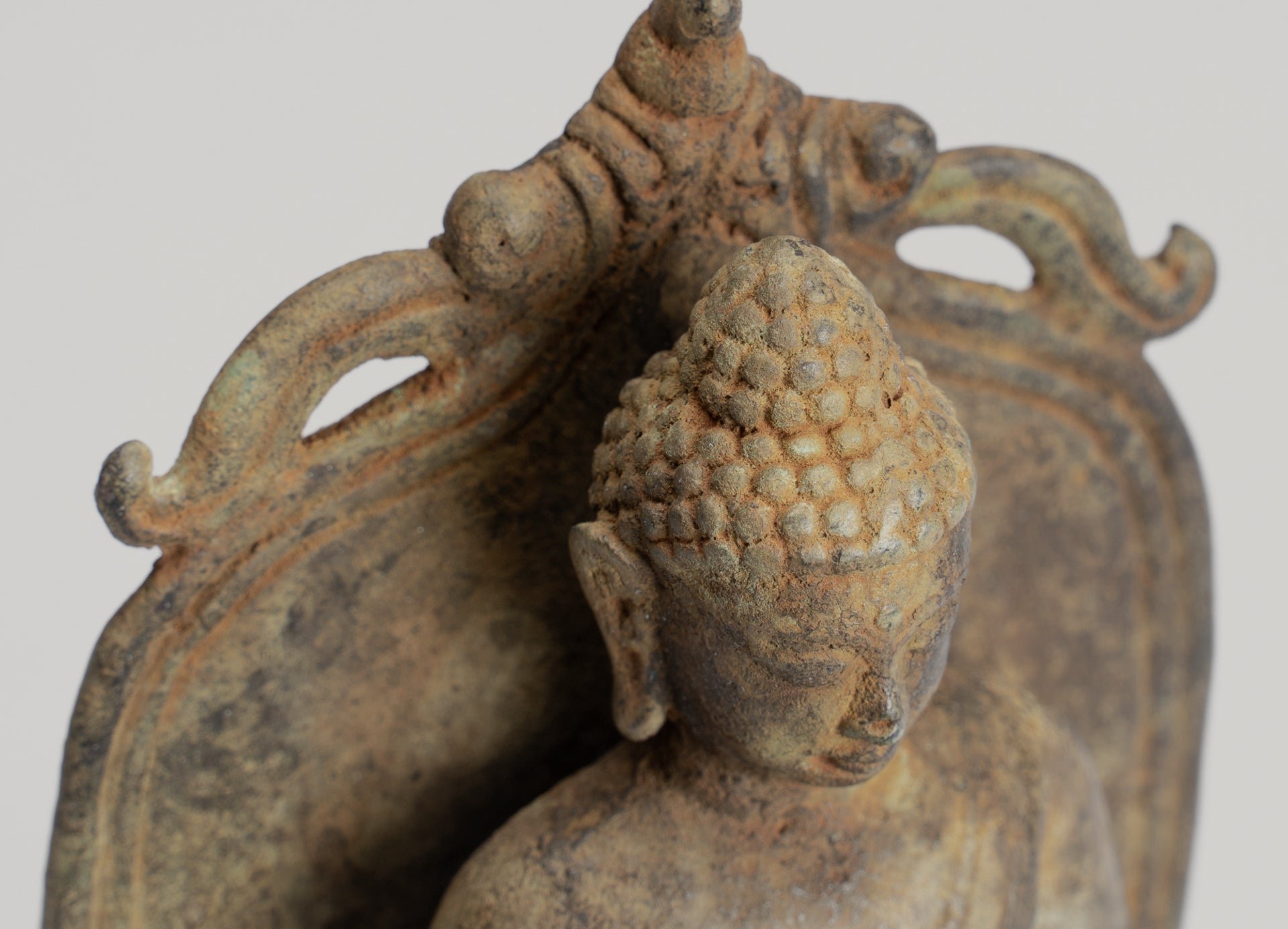 Buddha Statue - Antique Indonesian Style Bronze Seated Javanese Amitabha Buddha Statue - 16cm/6"