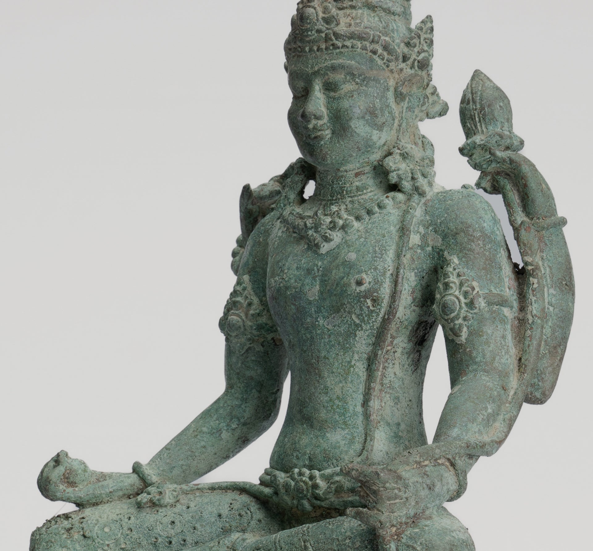 Bodhisattva Statue -Antique Indonesian Style Javanese Avalokiteshvara Bodhisattva Statue - 20.5cm/8"