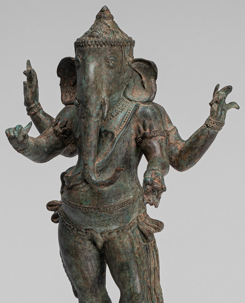Ganesha Statue - Antique Chola Style Indian Bronze Standing Ganesh Statue - 49cm/20"