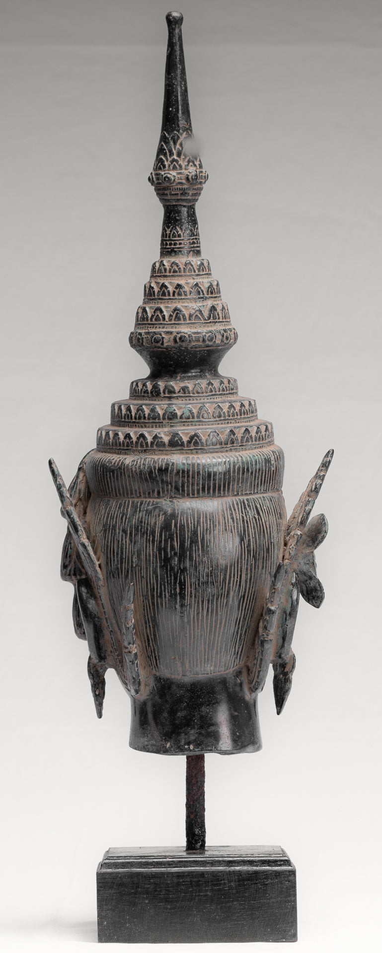 Apsara Statue - Antique Khmer Style Angkor Wat Bronze Mounted Apsara or Angel Head - 56cm/22"