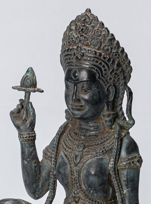 Statue Apsara - Antique Khmer Style Angkor Wat Bronzo Apsara o Angel - 35 cm/14 "