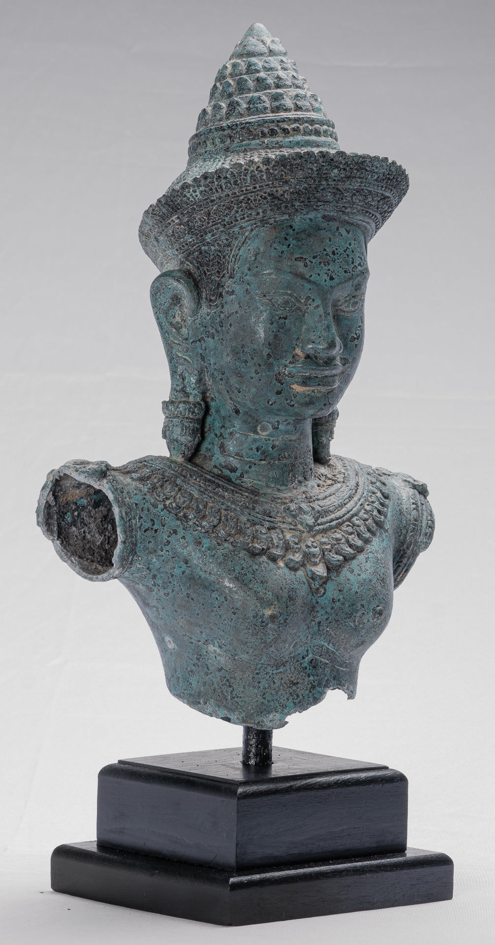 Lakshmi Statue - Antique Khmer Style Mounted Bronze Lakshmi / Devi Consort of Vishnu - 46cm /18"