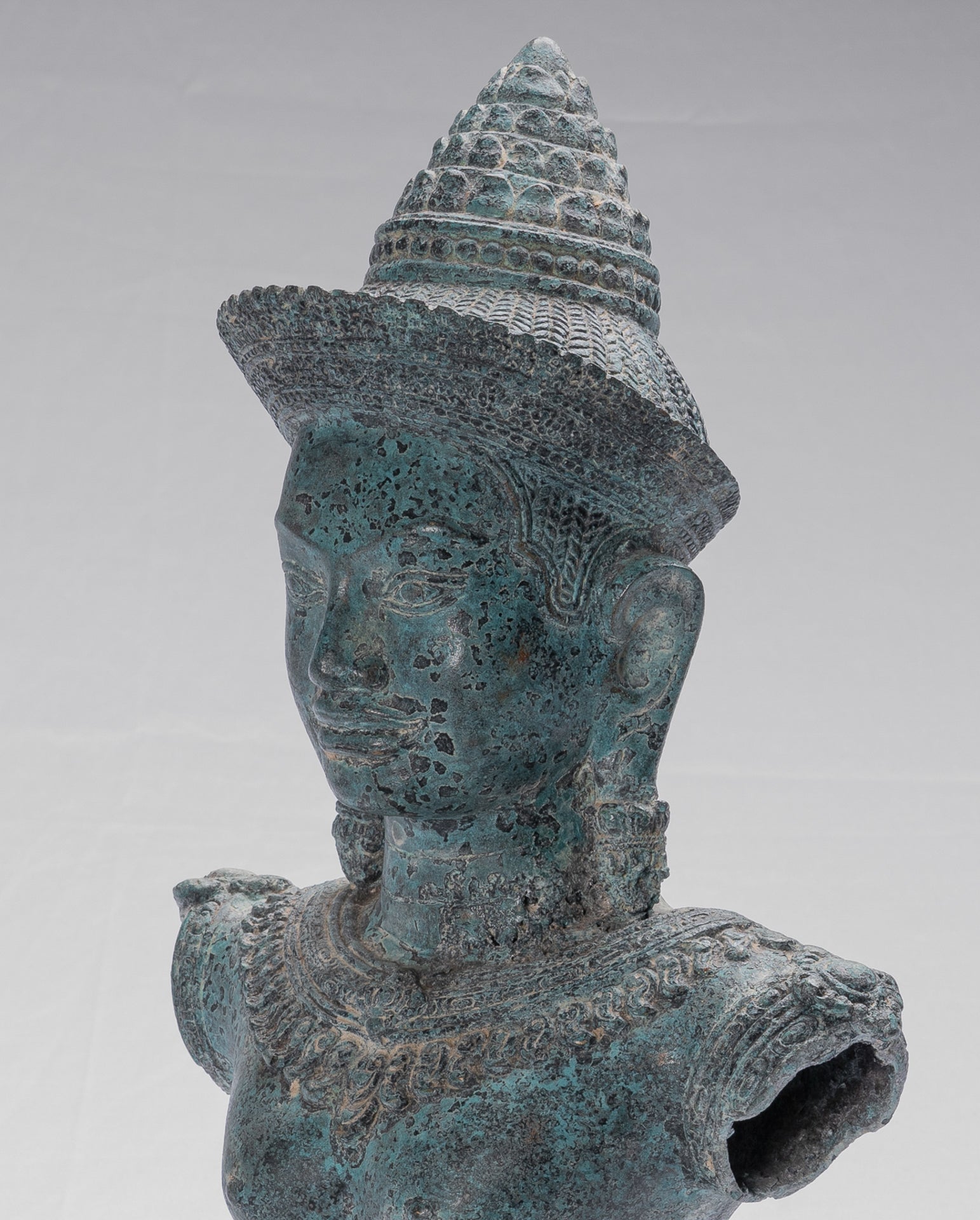 Lakshmi Statue - Antique Khmer Style Mounted Bronze Lakshmi / Devi Consort of Vishnu - 46cm /18"