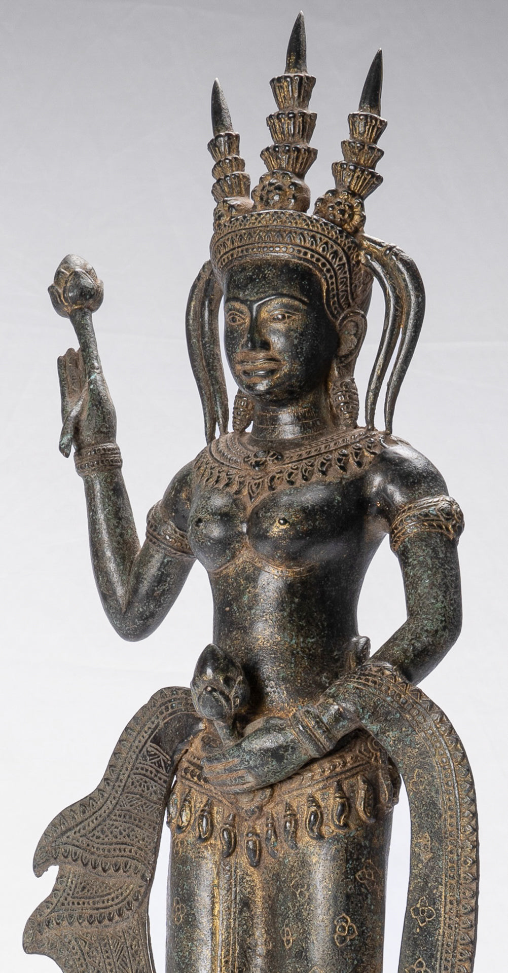 Apsara Statue - Antique Khmer Style Bronze Angkor Wat Apsara or Angel Statue - 61cm/24"
