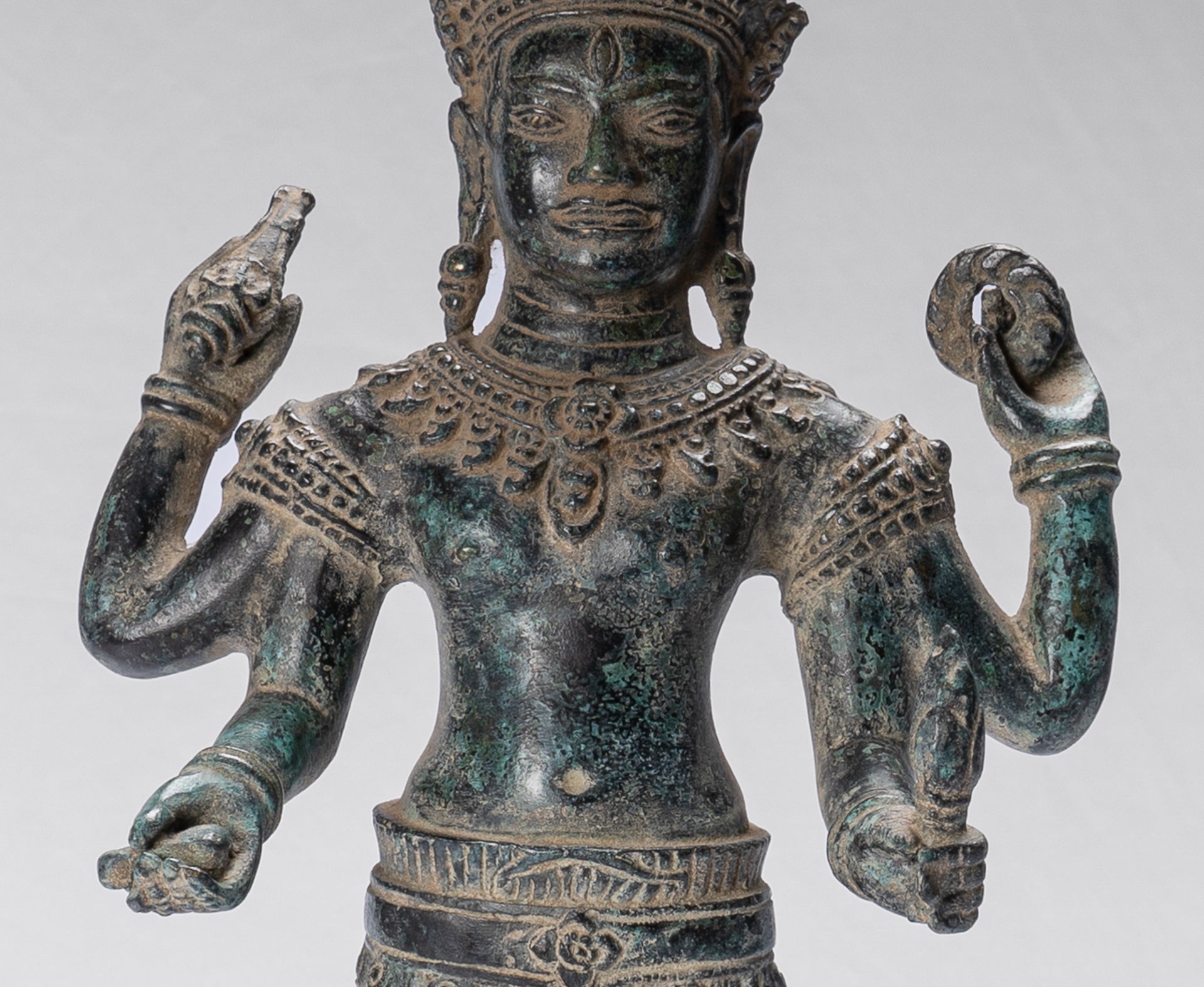 Shiva Statue - Antique Khmer Style Bronze Angkor Wat Style Shiva Statue - 44cm/18"