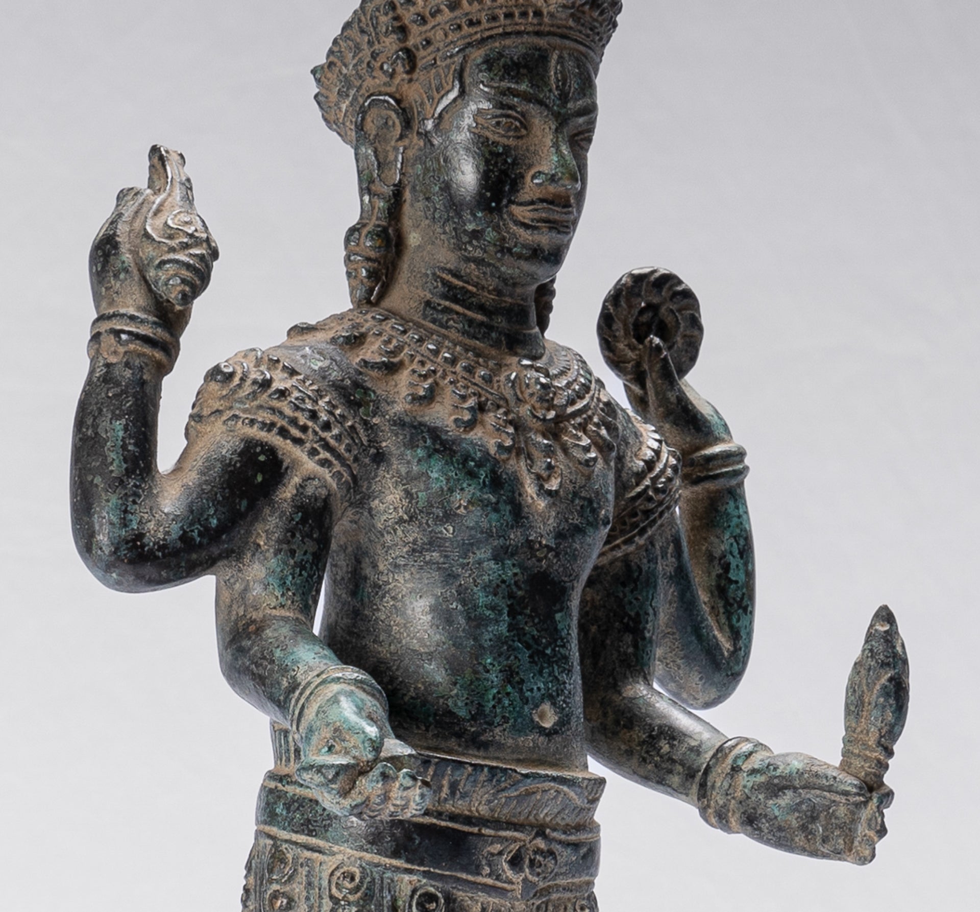 Shiva Statue - Antique Khmer Style Bronze Angkor Wat Style Shiva Statue - 44cm/18"