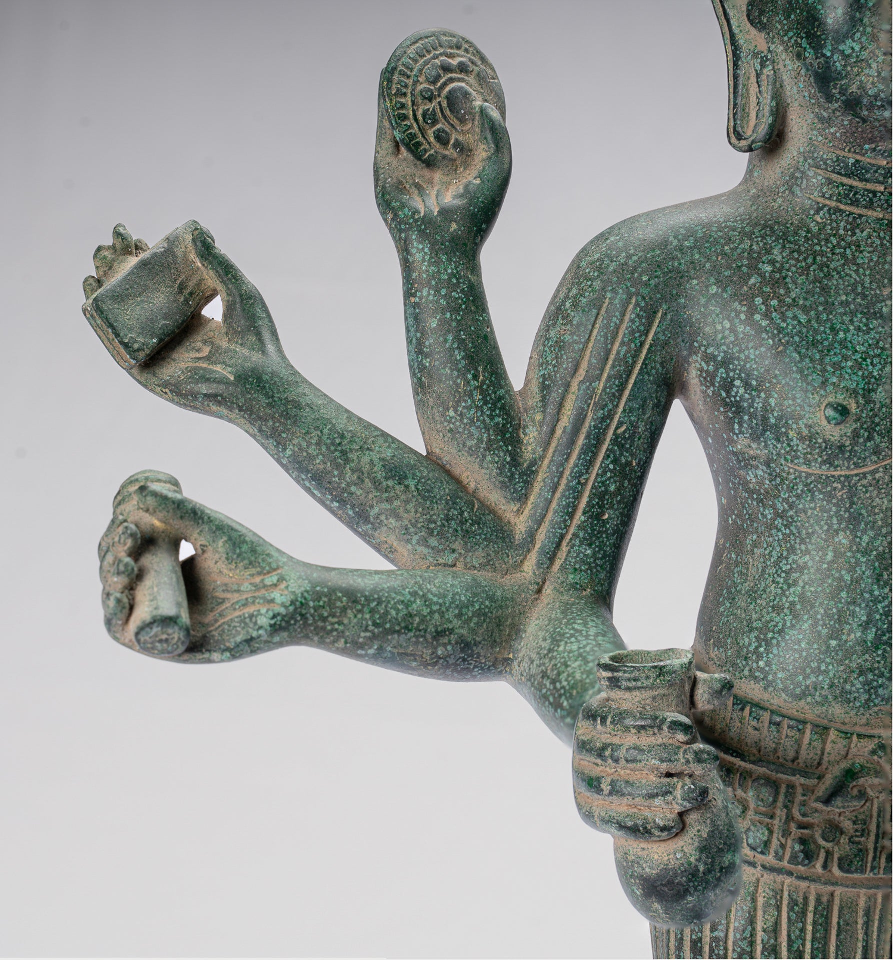 Antique Khmer Style Bronze Bayon Style Standing Lokeshvara Statue - 54cm/22"