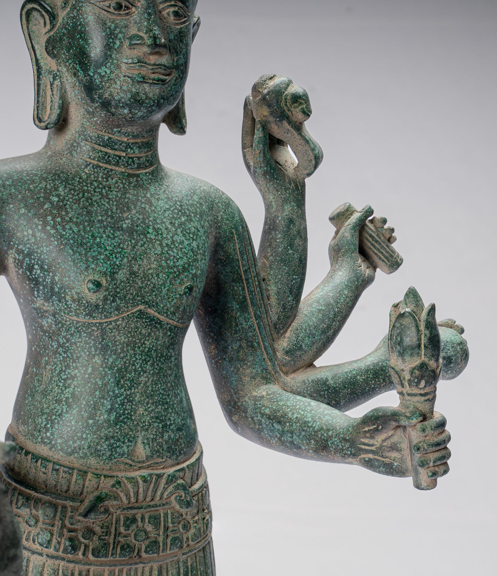 Antique Khmer Style Bronze Bayon Style Standing Lokeshvara Statue - 54cm/22"