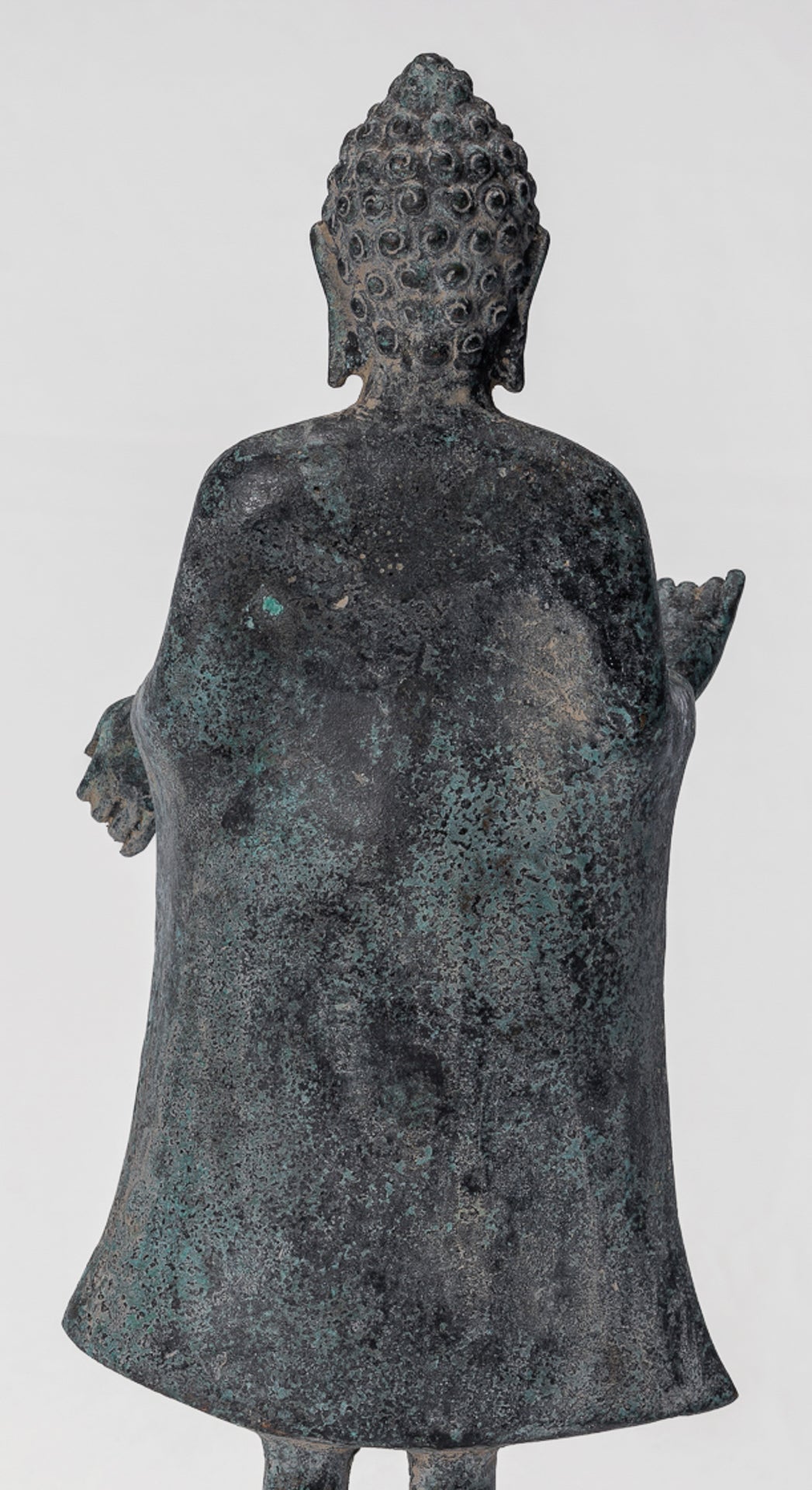 Buddha Statue - Antique Thai Style Dvaravati Bronze Standing Preaching Buddha Statue - 33cm/13"