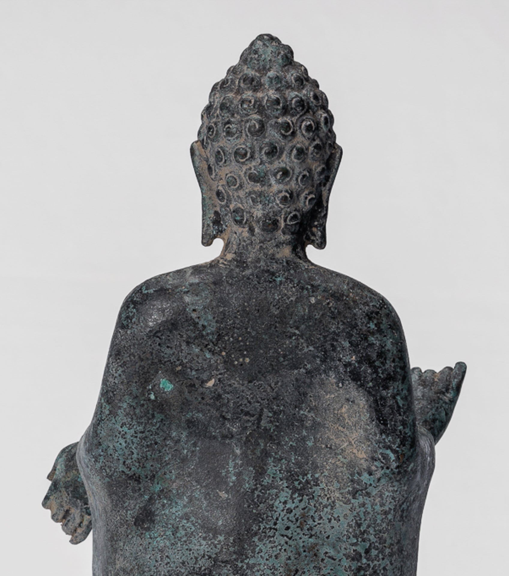 Buddha Statue - Antique Thai Style Dvaravati Bronze Standing Preaching Buddha Statue - 33cm/13"