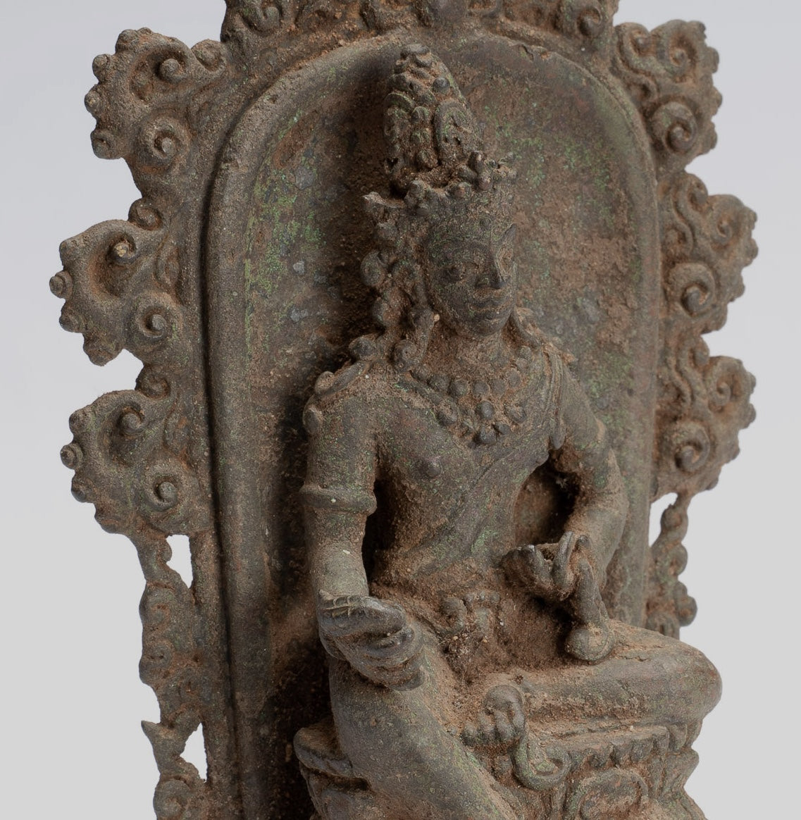 Shiva Statue - Antique Indonesian Style Bronze Javanese Enthroned Seated Shiva Statue -14cm/5"